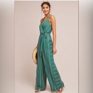 Teal Striped Jumpsuit